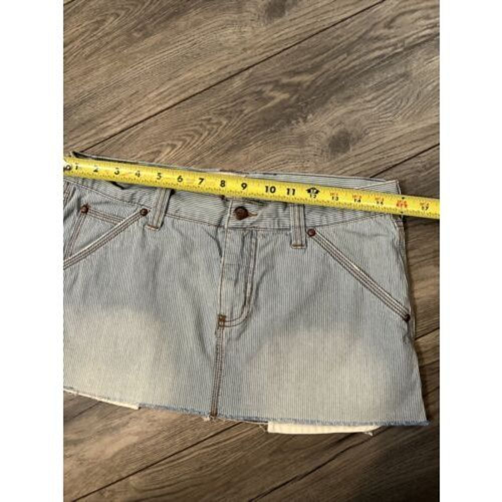 Abercrombie & Fitch Size 6 Skirt Denim Micro Mini Y2K Striped Blue VTG - Picture 10 of 11